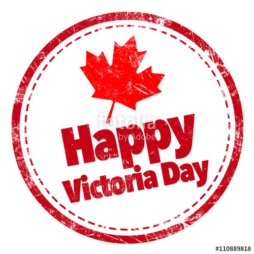 Happy Victoria Day Maple Leaf Red Round Stamp