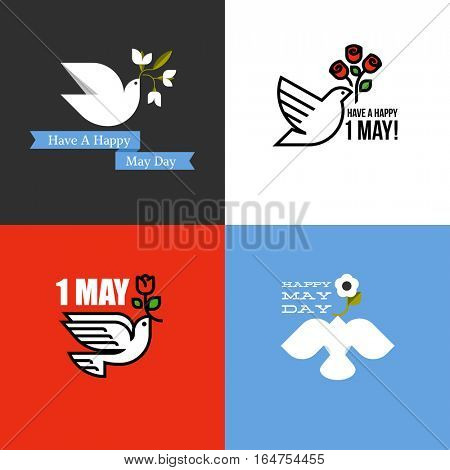 Have A Happy May Day Dove And Flowers Greeting Card