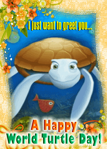 I Just Want To Greet You A Happy World Turtle Day Animated Ecard