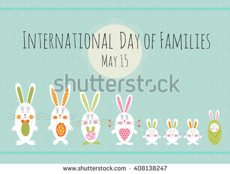 International Day Of Families May 15 Cute Bunnies Illustration