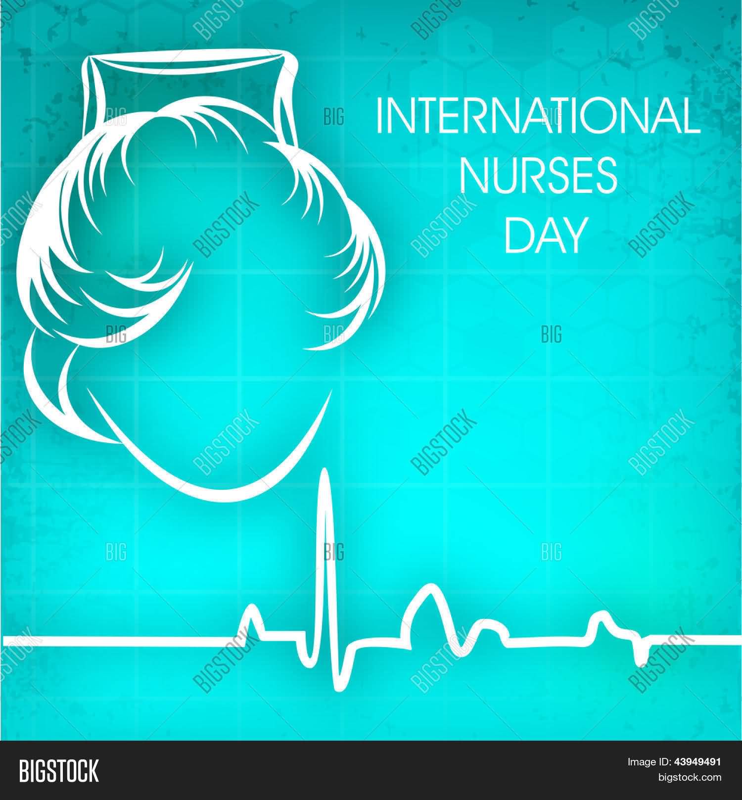 International Nurses Day Nurse On Cardiogram Illustration