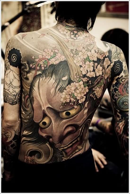 Japanese Hannya Tattoo On Man Full Back