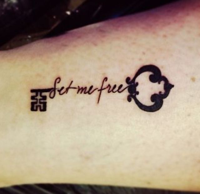 Let Me Free – Black Ink Key Tattoo Design For Sleeve