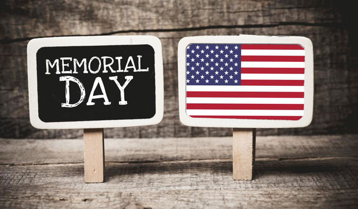 Memorial Day And American Flag Signboard