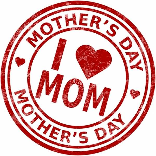 Mothers Day I Love Mom Red Stamp Picture