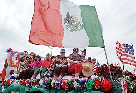 People On Float During Cinco De Mayo Parade