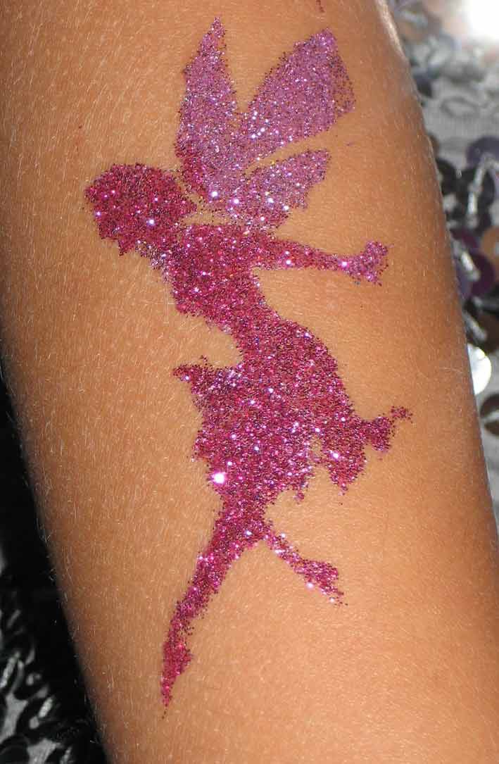 Pink Ink Glitter Fairy Tattoo Design For Sleeve