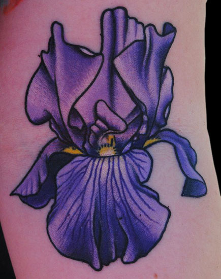 Purple Ink Iris Flower Tattoo Design For Sleeve