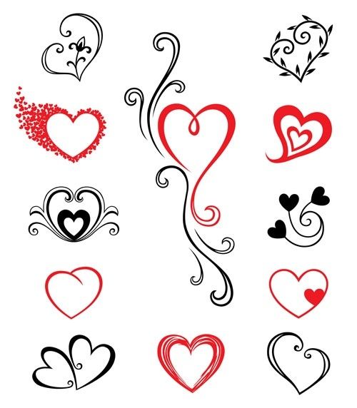Red And Black Hearts Tattoo Flash