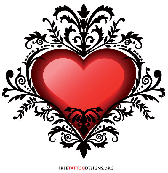 Red Ink Heart Tattoo Design