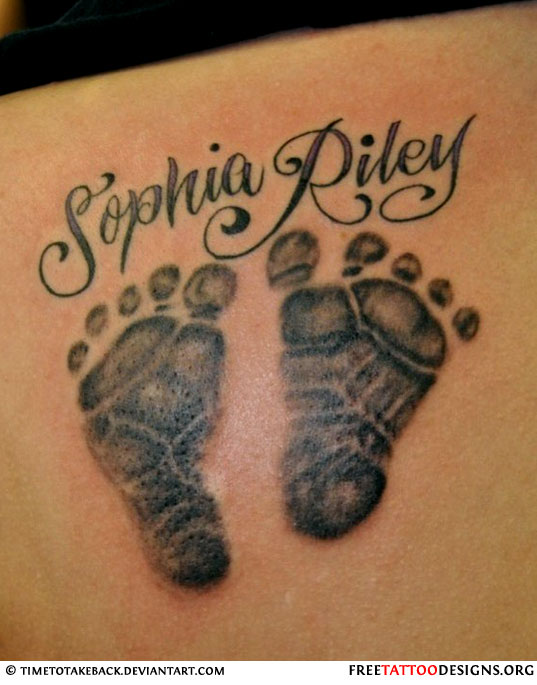 Sophia Riley – Black Ink Footprints Tattoo Design