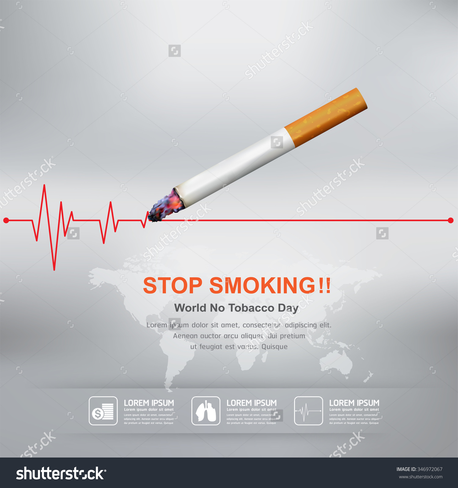 Stop Smoking World No Tobacco Day Cigarette Illustration