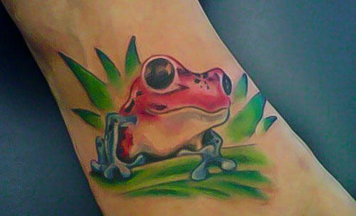 Traditional Frog Tattoo Design For Foot