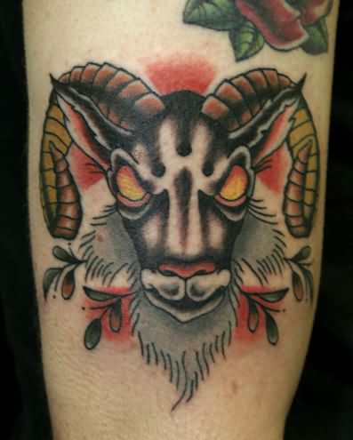 Traditional Goat Head Tattoo Design For Sleeve