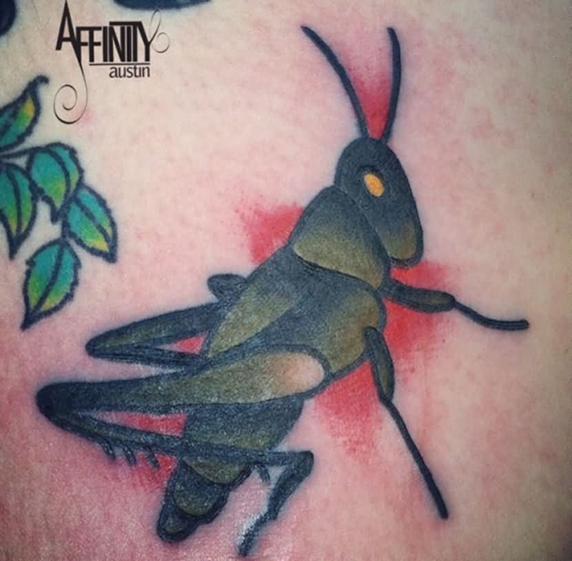 Traditional Grasshopper Tattoo Design