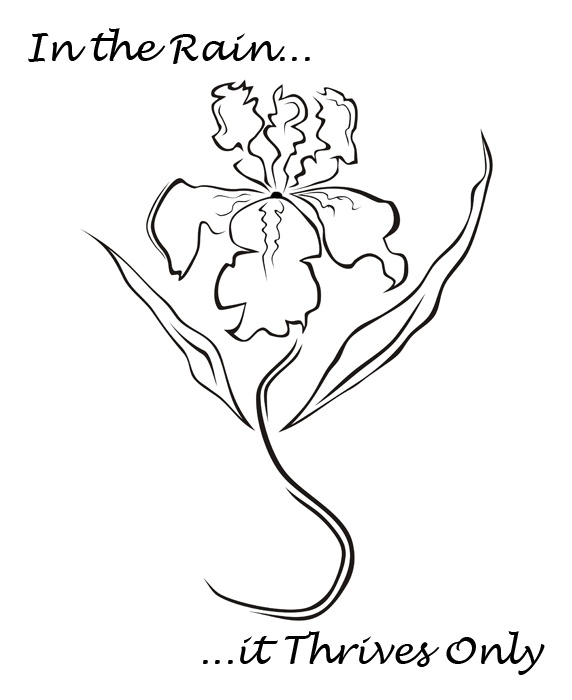 Unique Black Outline Iris Flower Tattoo Design
