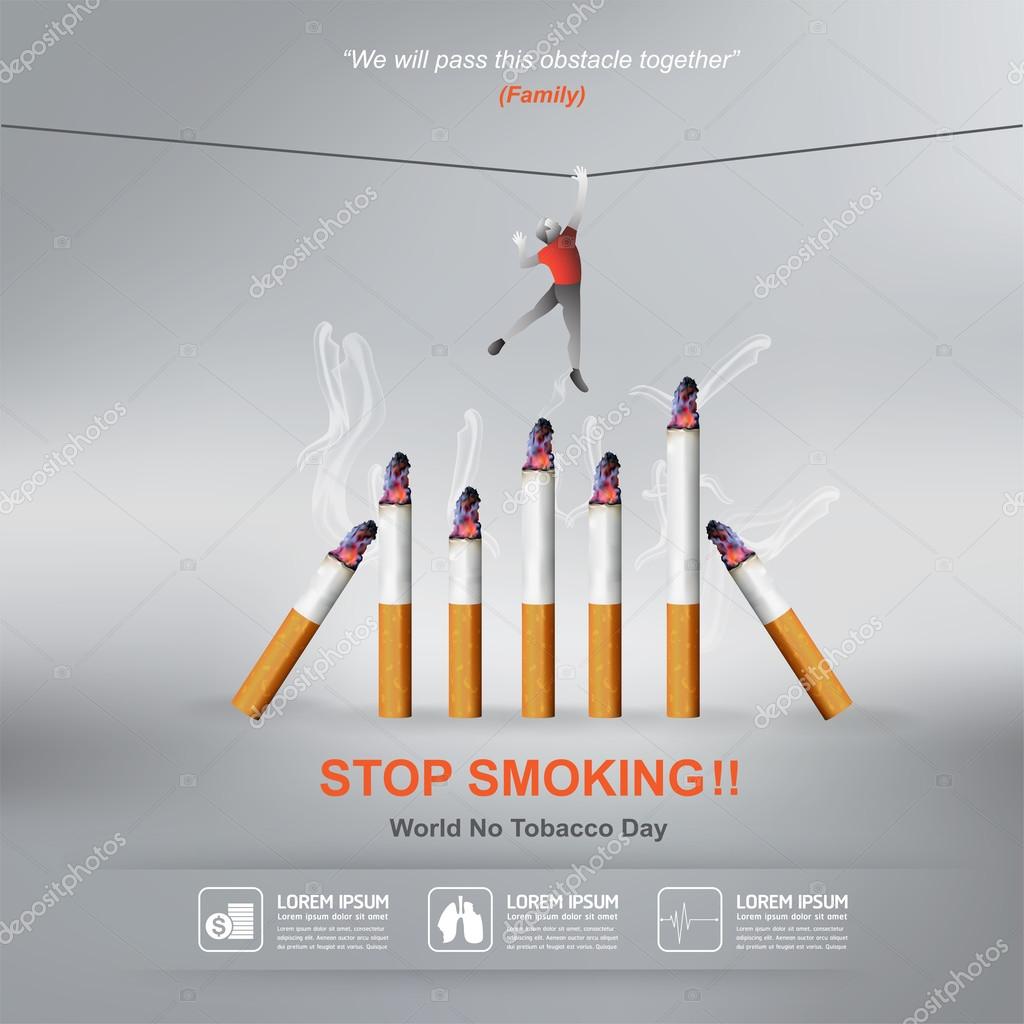 We Will Pass This Obstacle Together Stop Smoking World No Tobacco Day Illustration