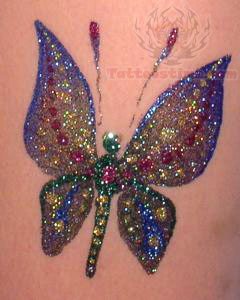 Wonderful Colorful Glitter Butterfly Tattoo Design