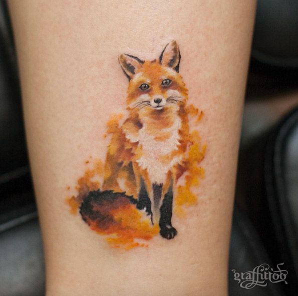 Wonderful Cool Fox Tattoo On Forearm