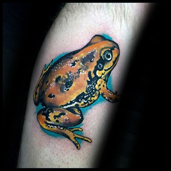 Wonderful Frog Tattoo Design For Leg Calf