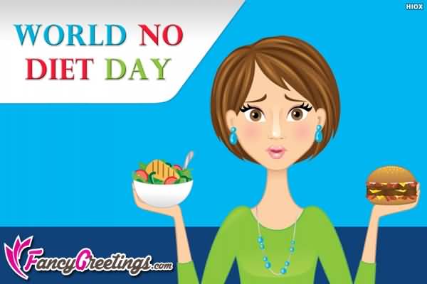 World No Diet Day Girl With Food In Hands Illustration