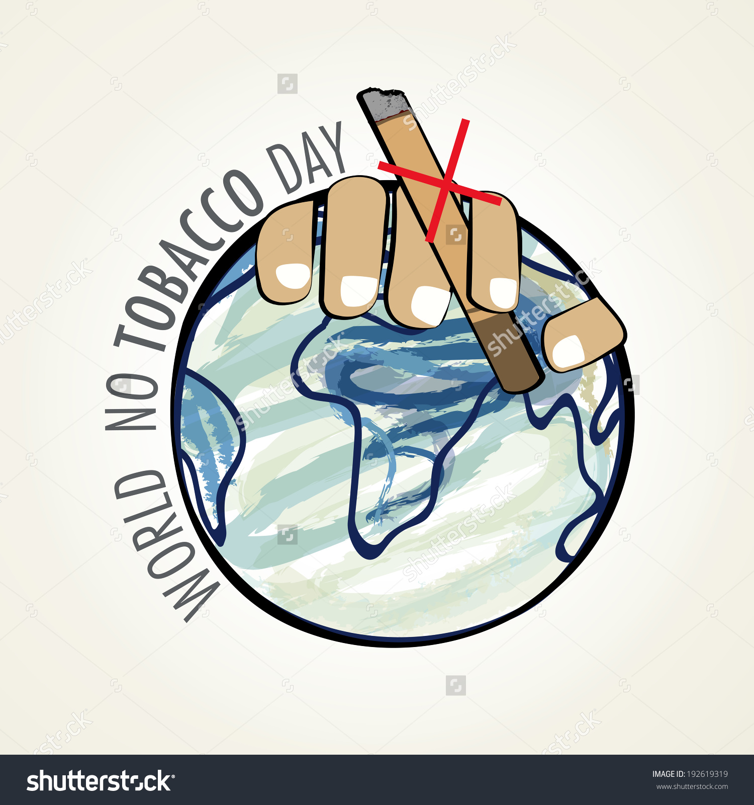 World No Tobacco Day Hand Holding Cigarette On Earth Globe Illustration