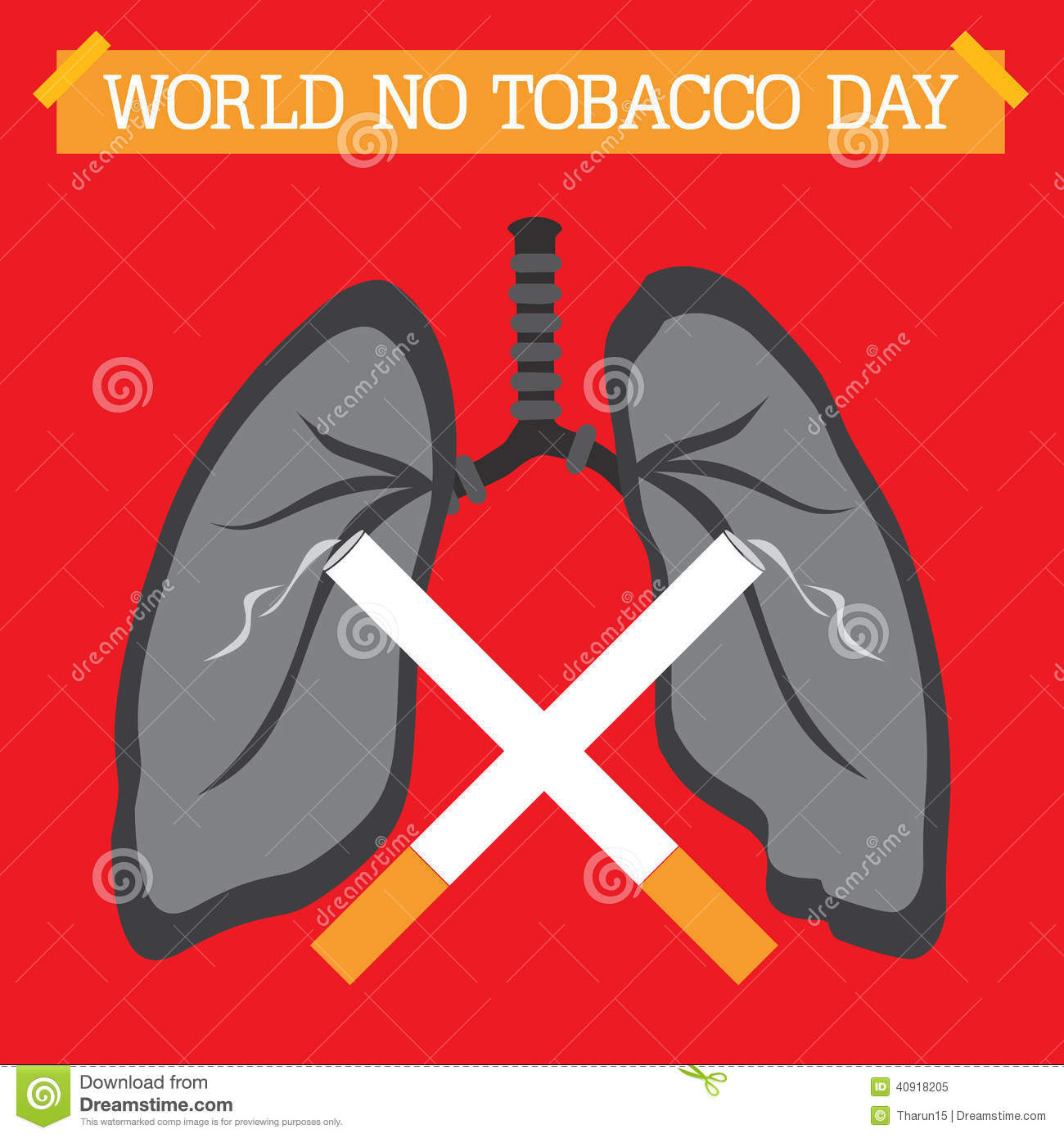 World No Tobacco Day Lungs And Cigarette Illustration