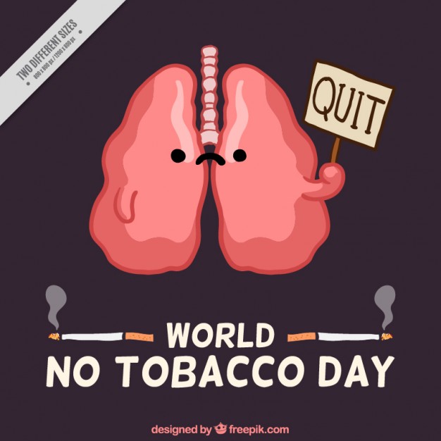 World No Tobacco Day Lungs With Quit Signboard