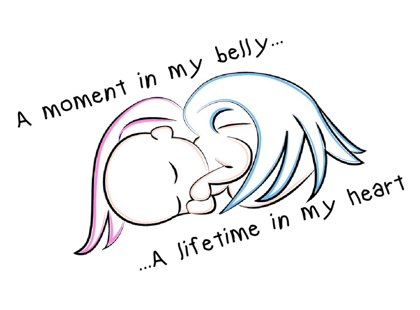 A moment in my belly – A lifetime in my heart – Miscarriage Baby Angel Tattoo Design