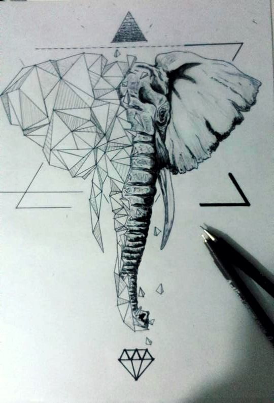 Abstract Elephant Head Tattoo Design