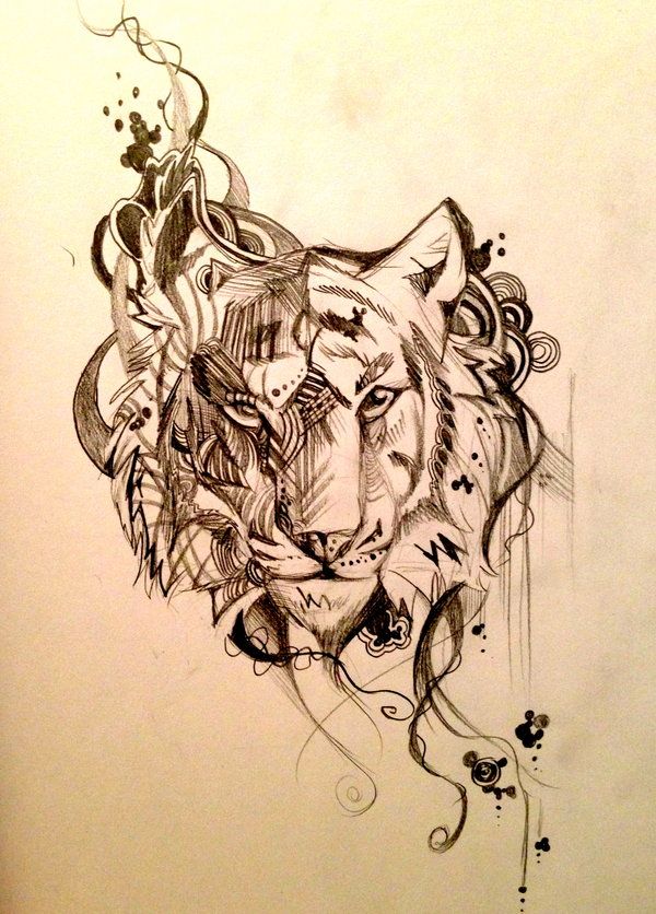 Abstract Tiger Head Tattoo Design