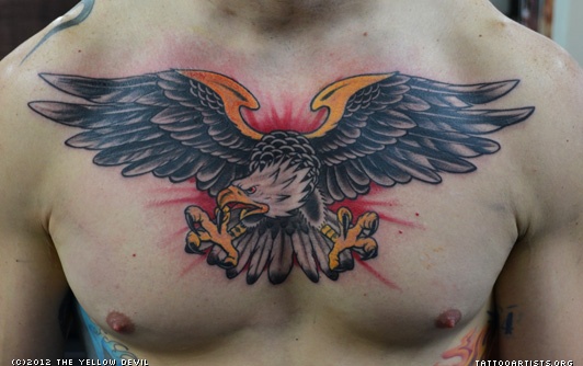 Amazing Eagle Tattoo On Chest For Men