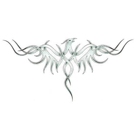 Amazing Grey Tribal Open Wings Phoenix Tattoo Design