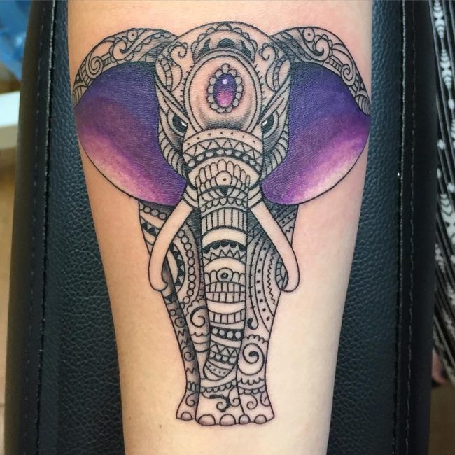 Amazing Traditional Elephant Tattoo
