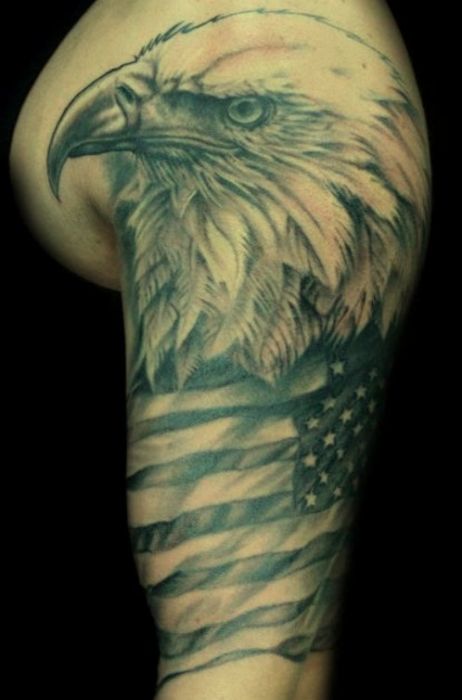 American Eagle Head Tattoo On Half Sleeve