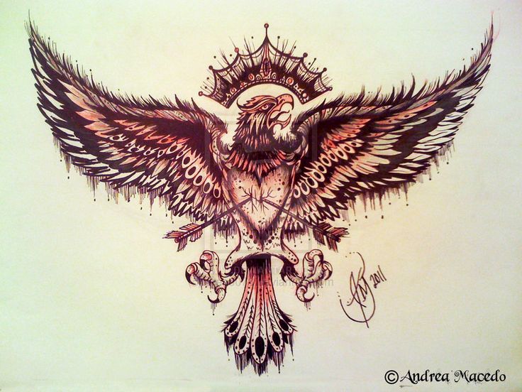 Arrows Pierced In Eagle Tattoo Design