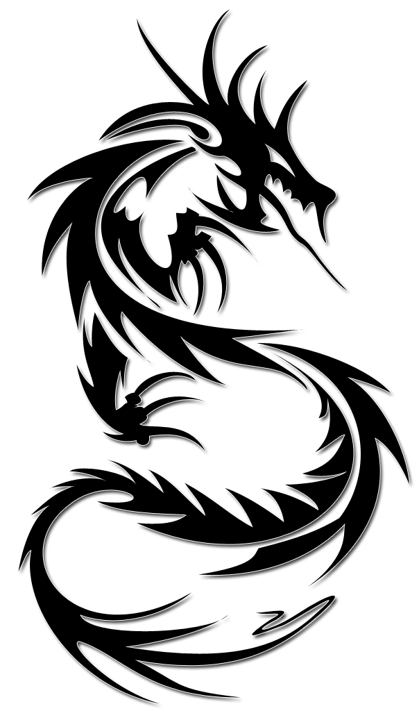 Awesome Black Tribal Dragon Tattoo Design
