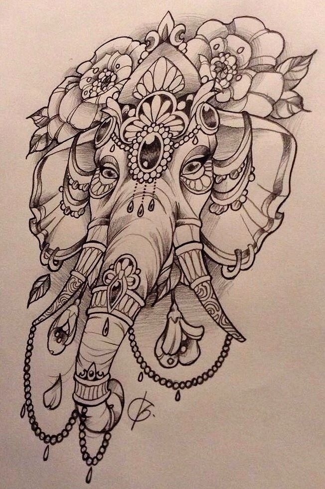 Beautiful Mandala Elephant Head Tattoo Design by Nina