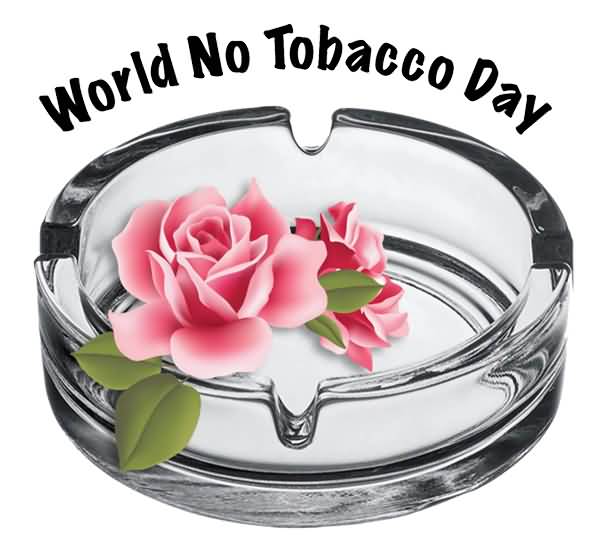 Beautiful World No Tobacco Day Clip art With Pink Rose Flower In Ash Tray