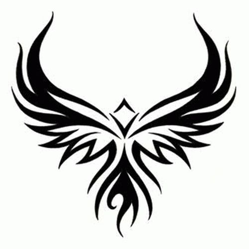 Black Tribal Flying Eagle Tattoo Design Sample