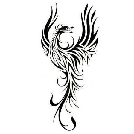 Black Tribal Flying Phoenix Tattoos Design