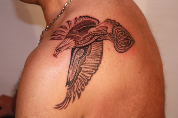 Celtic Haida Eagle Tattoo On Left Shoulder