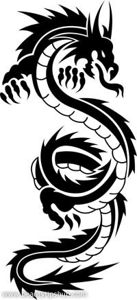 Chinese Black and White Dragon Tattoo Design