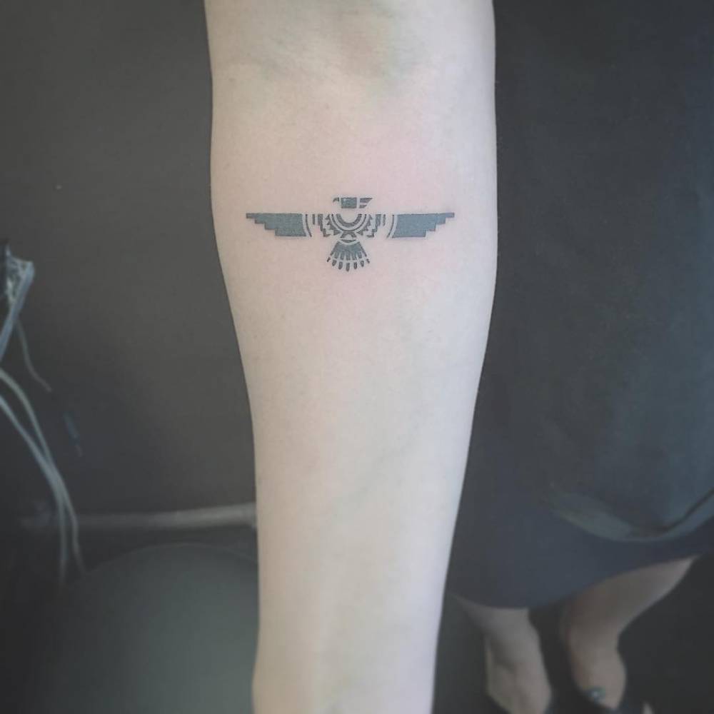 Egyptian Eagle Tattoo On Right Forearm