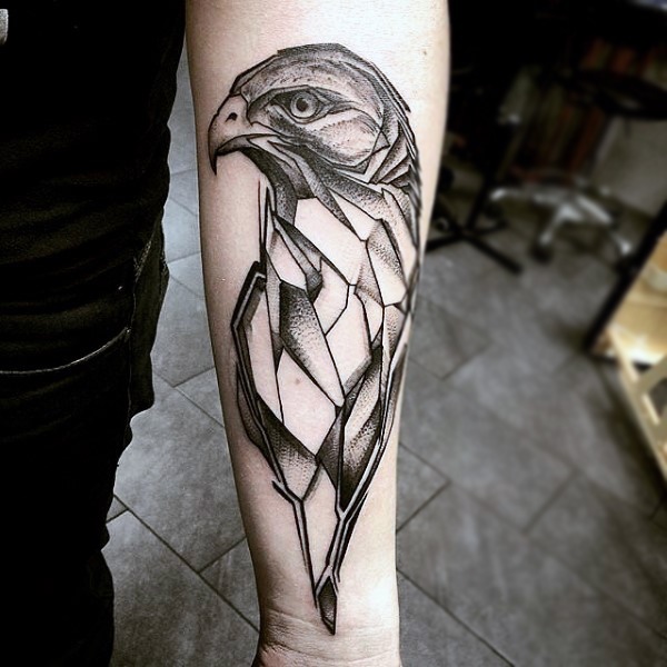 Geometric Eagle Head Tattoo On Left Forearm