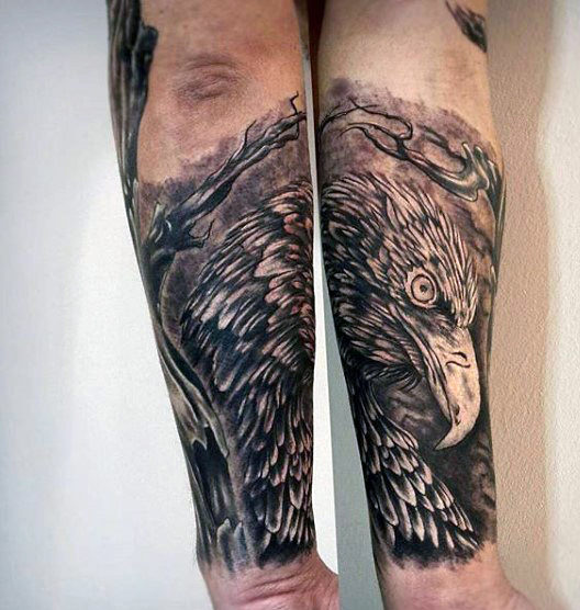 German eagle Head Tattoo On Arm Sleeve