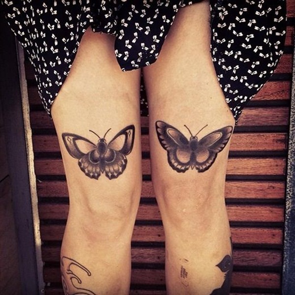 Gothic Butterflies Tattoos On Knee