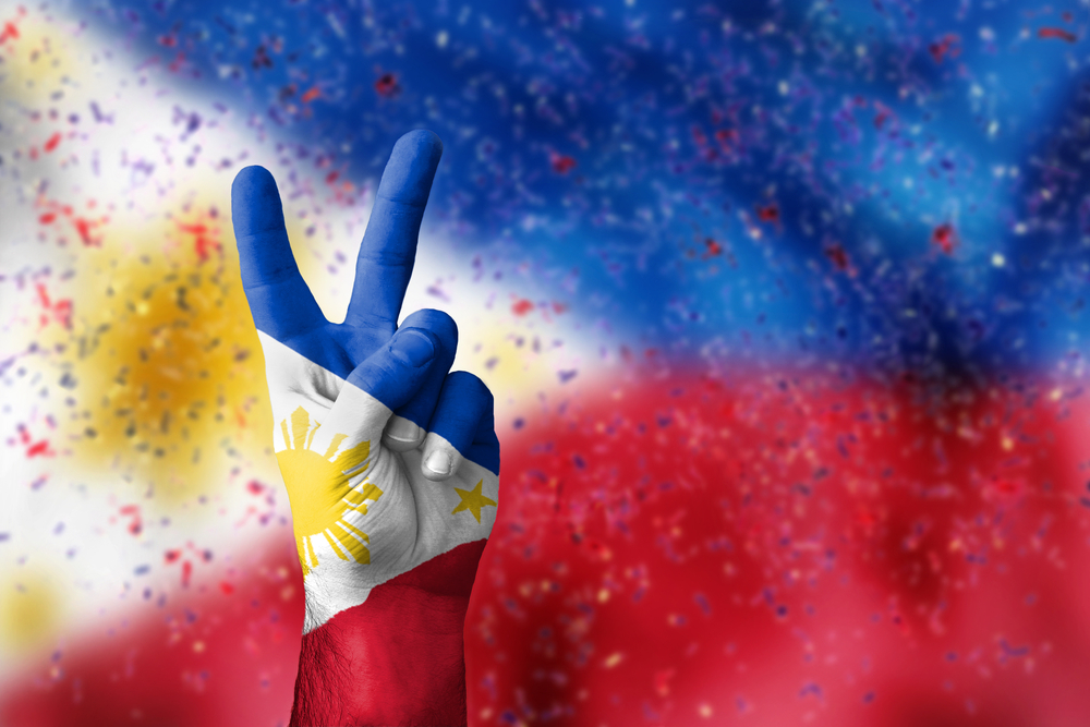 Hand Paint With Philippines Flag Color - Philippines Independence Day