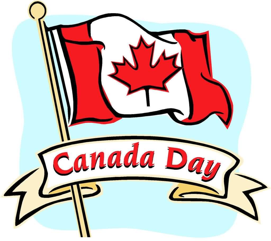 Happy Canada Day Banner With Candian Flag