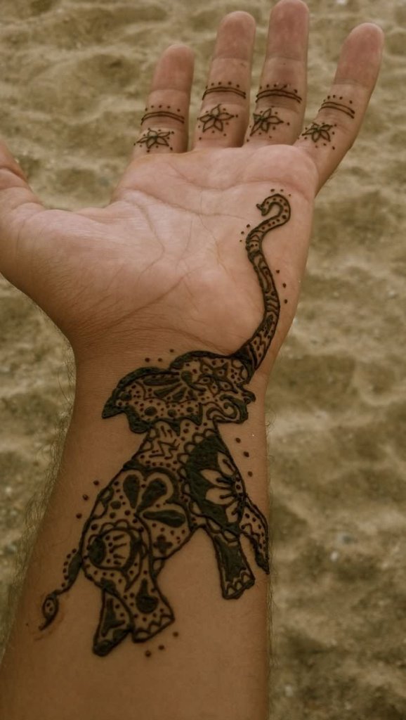 Henna Elephant Tattoo On Forearm